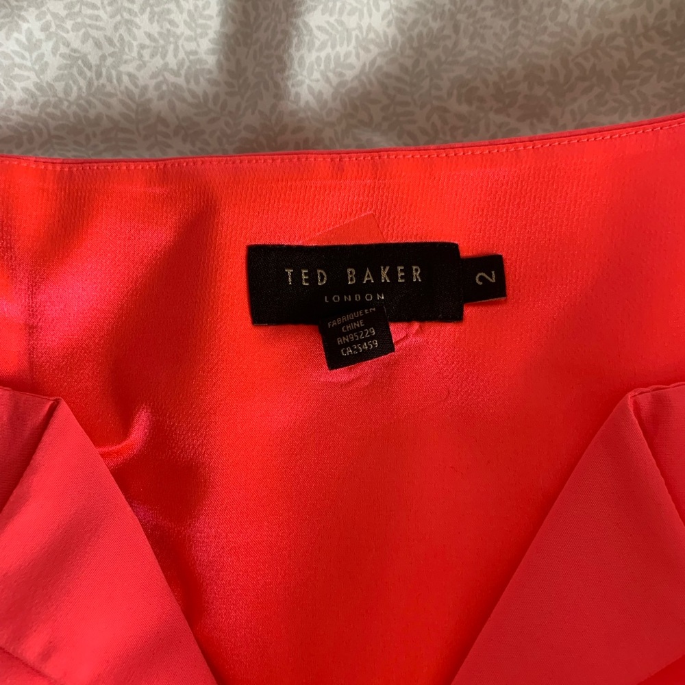 Ted Baker hot pink pleated midi dress